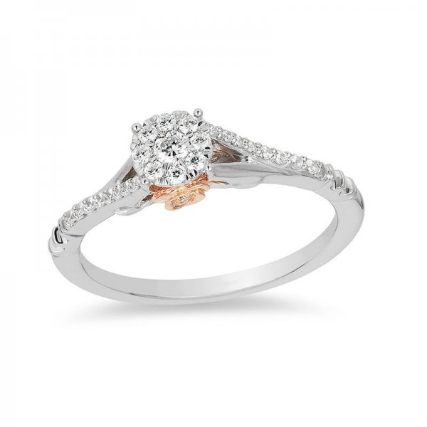 Crystal Frame Promise Ring in Two-Tone Copper and zinc alloy