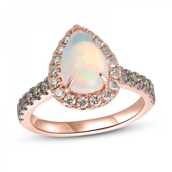 Opal Ring Crystals Pear-shaped Strawberry Copper and zinc alloy