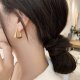 Titanium steel plating K copper color preservation color simple temperament metal versatile earrings retro female earrings