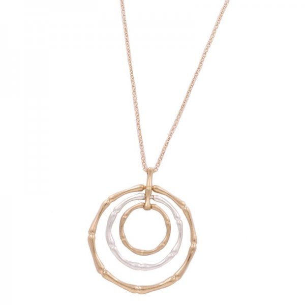 Bamboo Ring Pendant Long Necklace