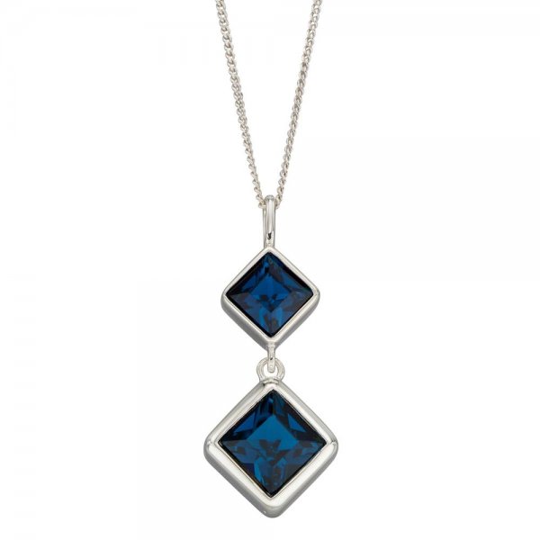 Double Square Kite Drop Pendant with Montana Blue Crystal