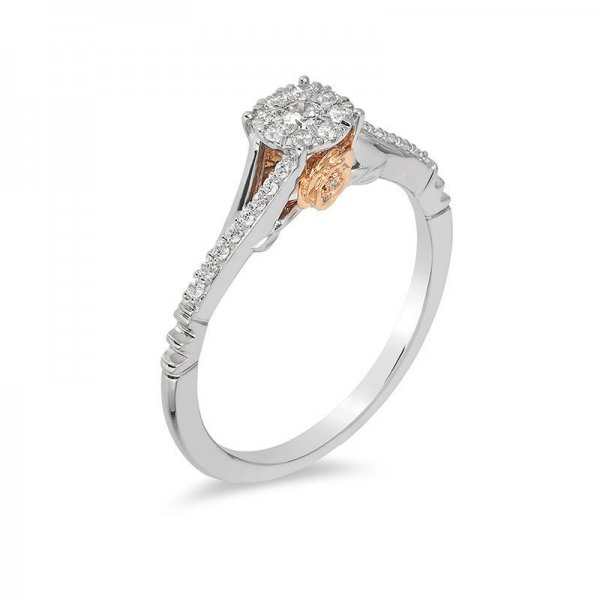 Crystal Frame Promise Ring in Two-Tone Copper and zinc alloy