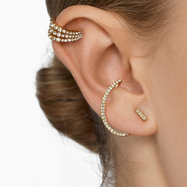 Hot style glass drill ear clip earrings with s-shaped alloy