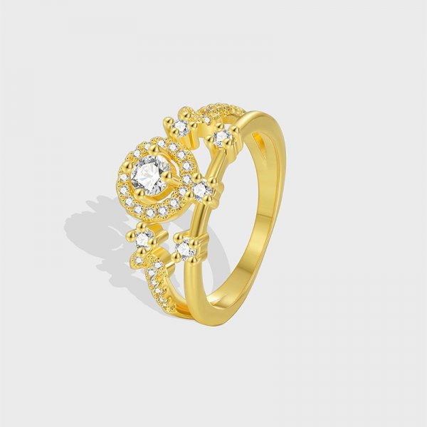 Fashion personalized retro style versatile ring women brass copper-plated with zirconia atmospheric elegant ring