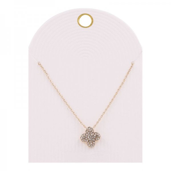 Quatrefoil Rhinestone Pendant Necklace